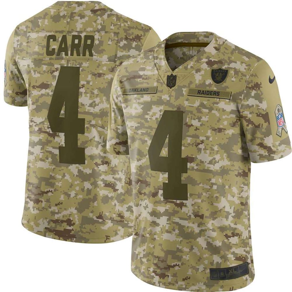 Raiders #4 Derek Carr 2018 Camo Salute To Service Limited Stitched NFL  Jersey