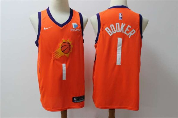 Suns 1 Devin Booker Orange Nike Swingman Jersey