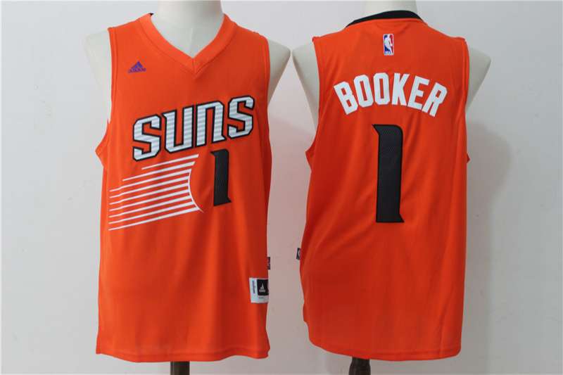 Suns 1 Devin Booker Orange Swingman Jersey