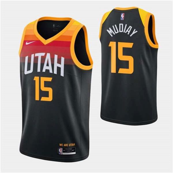 Utah Jazz 15 Emmanuel Mudiay Black City Swingman 2020 21 Stitched NBA Jersey
