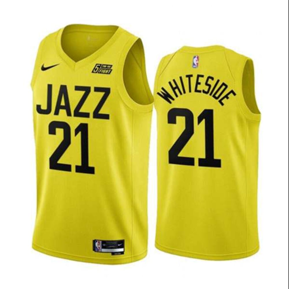 Utah Jazz #21 Hassan Whiteside Yellow 2022 23 Association Edition Stitched  Basketball Jersey