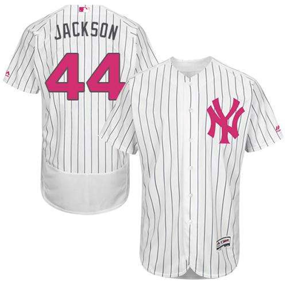 Yankees #44 Reggie Jackson White Strip Flexbase Authentic Collection 2016 Mother's Day Stitched MLB Jersey