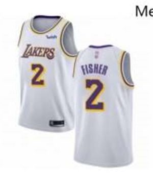 Los Angeles Lakers 2 Derek Fisher Authentic White Basketball Jerseys Association Edition