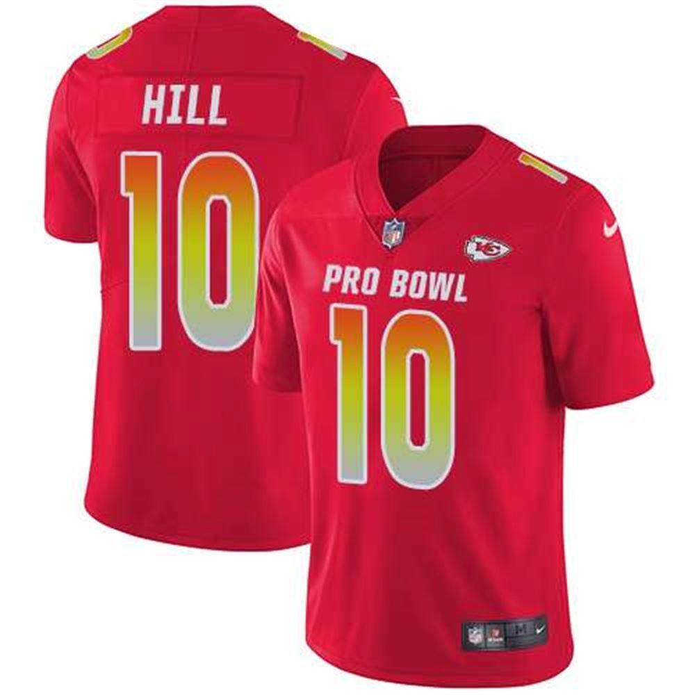 Kansas City Chiefs 10 Tyreek Hill Red Stitched NFL Limited AFC 2019 Pro Bowl Jersey
