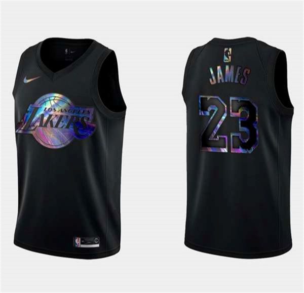Lakers LeBron James 23 Iridescent 2021 HWC Limited Black NBA Stitched Jersey