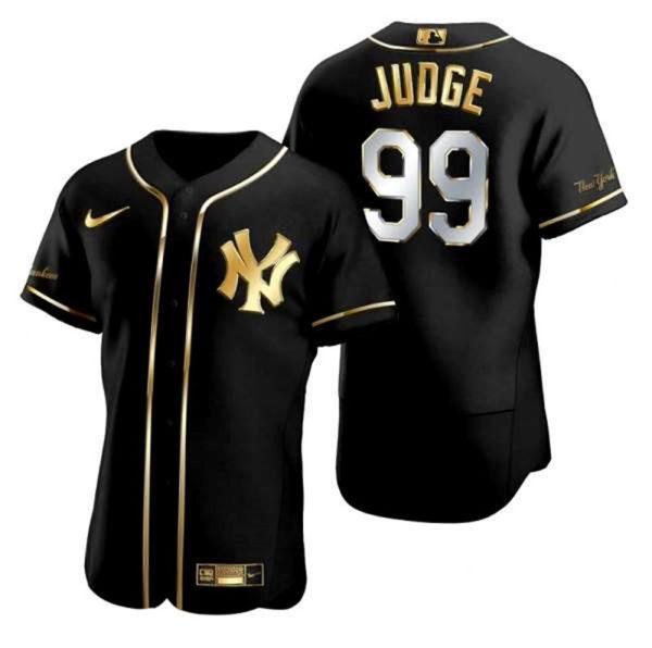 New York Yankees 99 Aaron Judge Black Gold Jersey