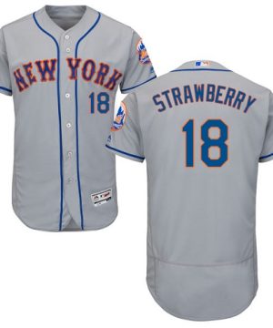 Mets 18 Darryl Strawberry Gray Flexbase Jersey