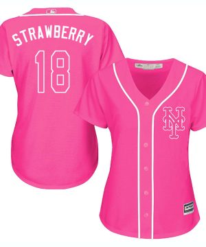 Mets 18 Darryl Strawberry Pink Women Cool Base Jersey