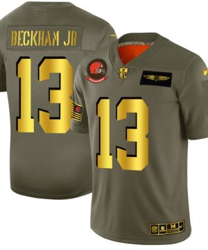 Nike Browns 13 Odell Beckham Jr. 2019 Olive Gold Salute To Service Limited Jersey
