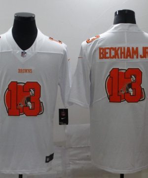 Nike Browns 13 Odell Beckham Jr. White Shadow Logo Limited Jersey