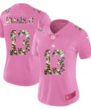 Nike Giants 13 Odell Beckham Jr. Pink Camo Fashion Women Limited Jersey