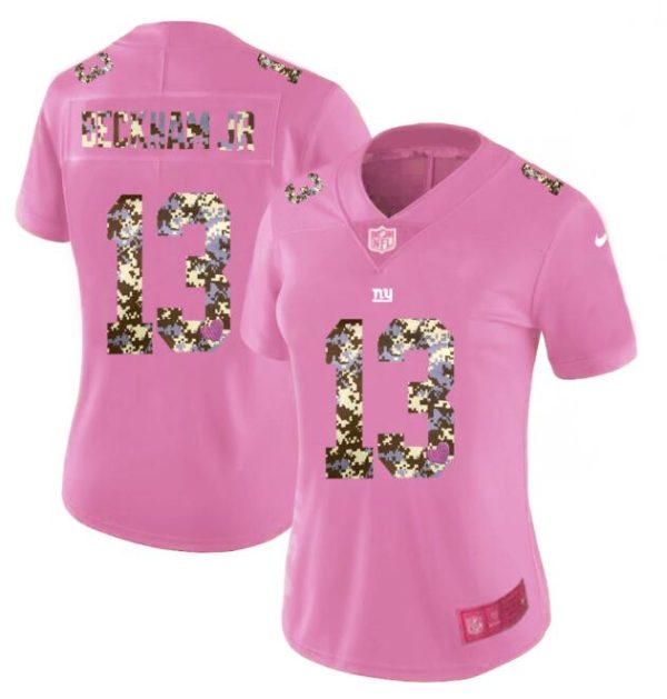 Nike Giants 13 Odell Beckham Jr. Pink Camo Fashion Women Limited Jersey