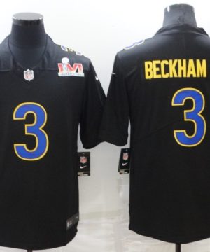 Nike Rams 3 Odell Beckham Jr. Black 2022 Super Bowl LVI Vapor Limited Jersey