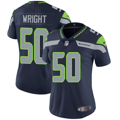 Nike Seahawks 50 K.J. Wright Navy Women Vapor Untouchable Limited Jersey