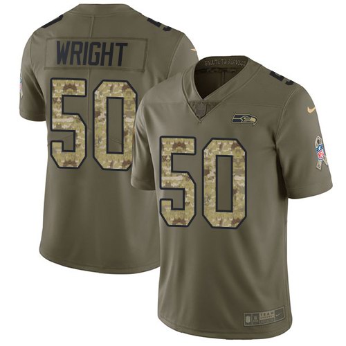 Nike Seahawks 50 K.J. Wright Olive Camo Salute To Service Limited Jersey