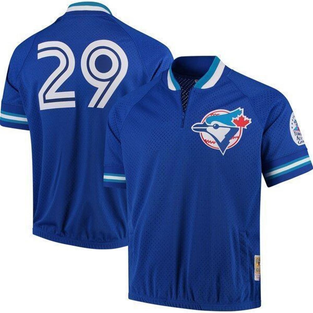 Joe Carter Toronto Blue Jays Cooperstown Collection Mesh Batting Practice QuarterZip Jersey jersey Royal 2021