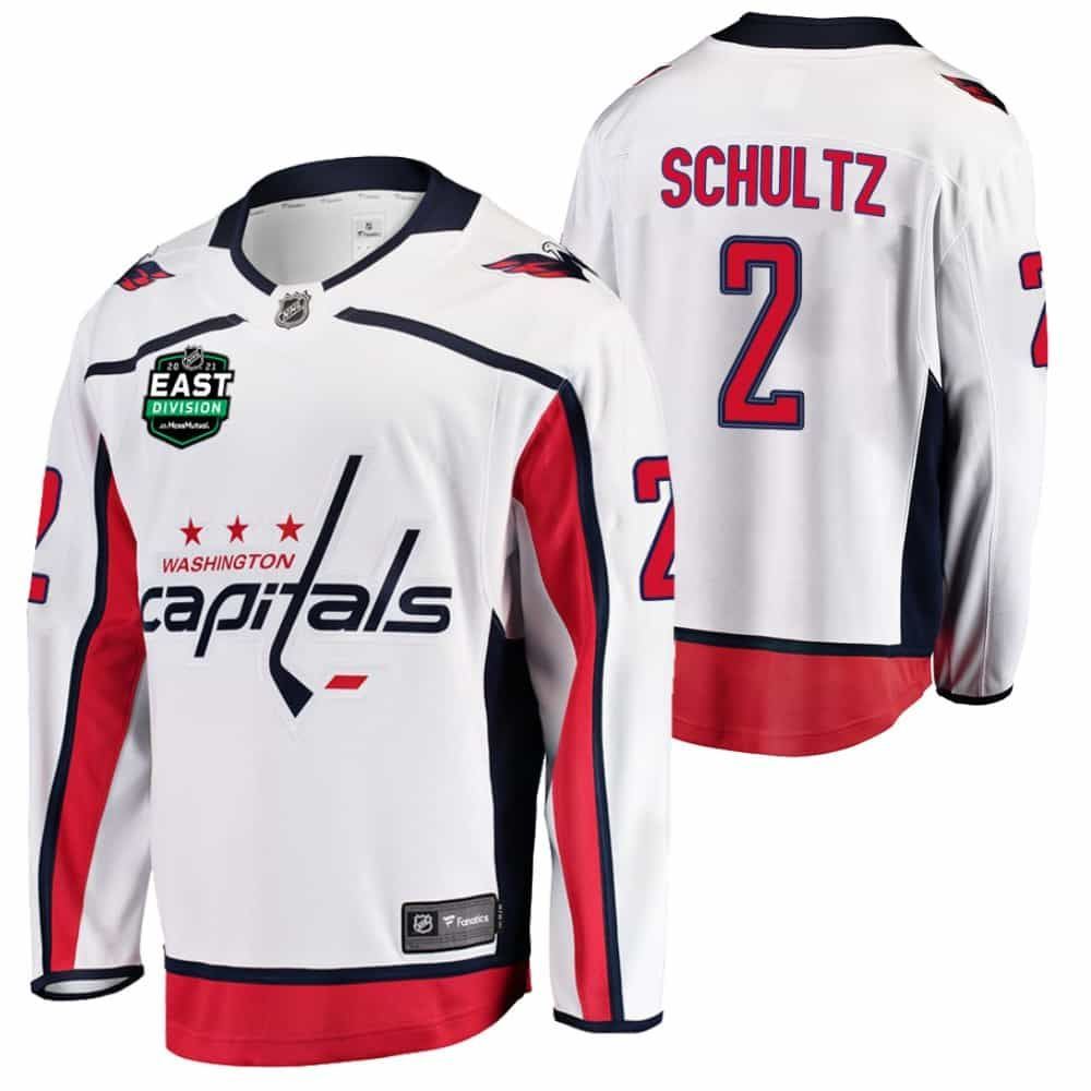 Justin Schultz Capitals Away 2021 East Division Patch White Jersey