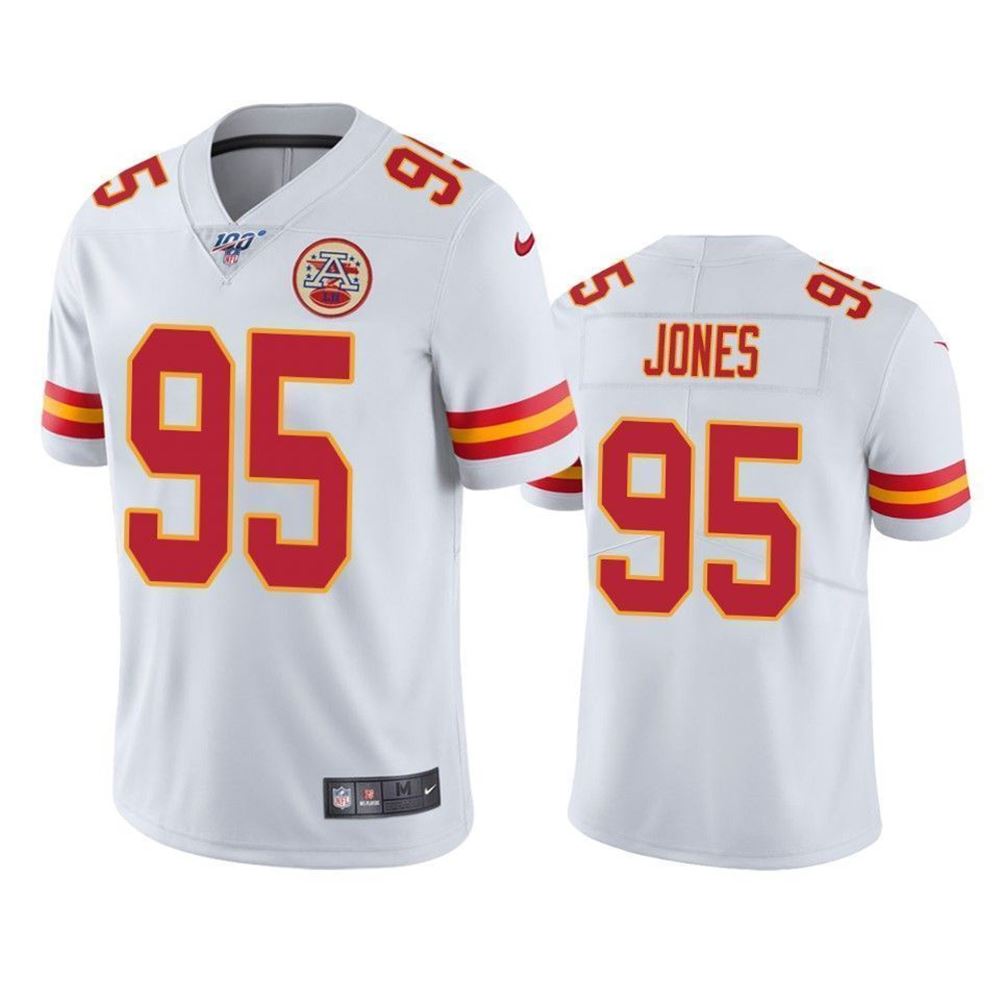 Kansas City Chiefs Chris Jones White 100Th Season Vapor Limited 3D Jersey