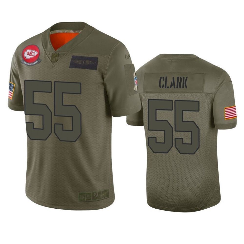 Kansas City Chiefs Frank Clark Camo 2021 Salute To Service Limited 3D Jersey