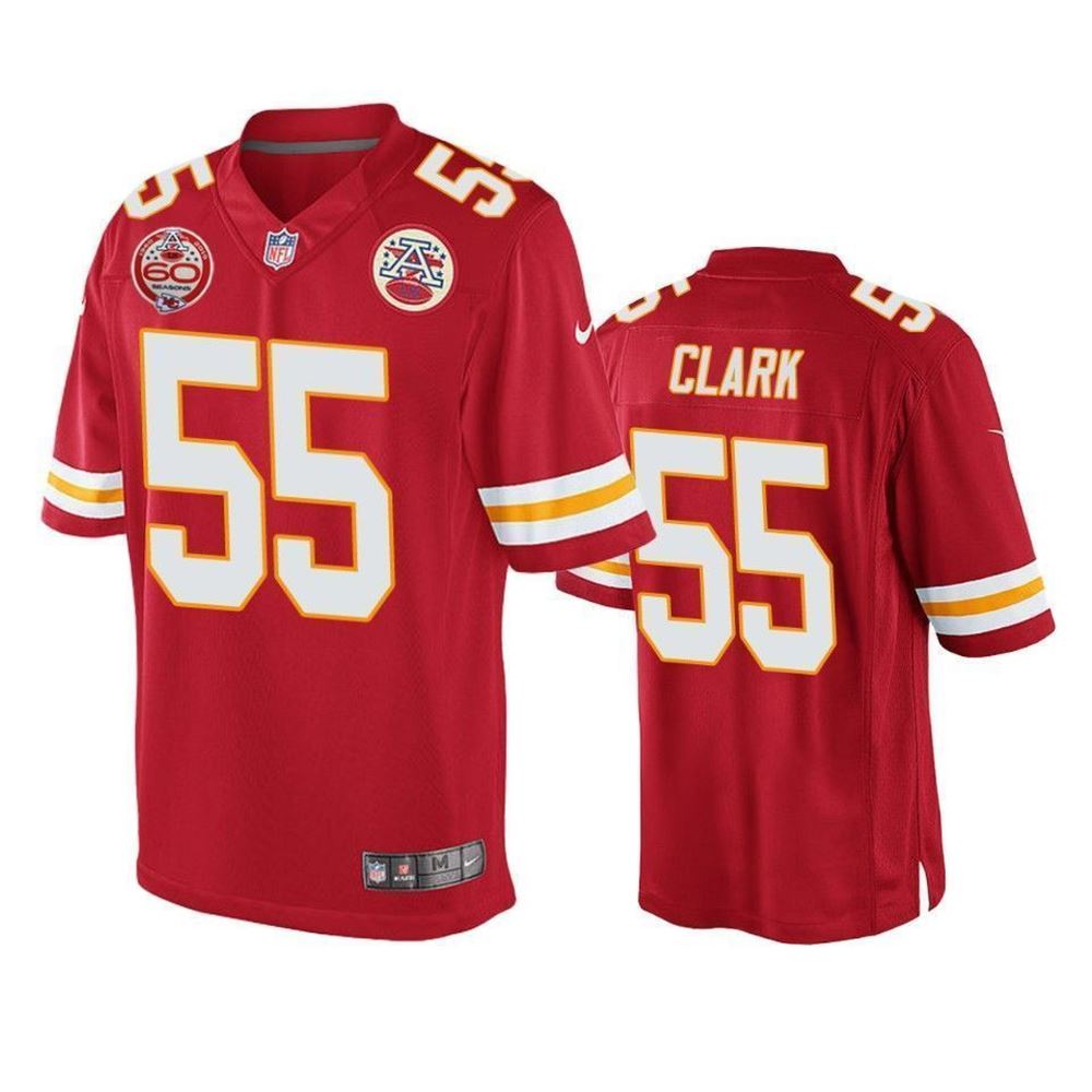 Kansas City Chiefs Frank Clark Red 60Th Anniversary Game 3D Jersey