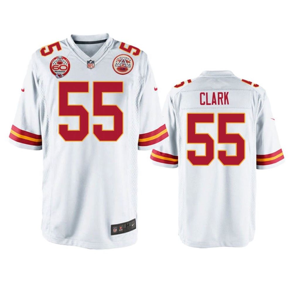 Kansas City Chiefs Frank Clark White 60th Anniversary Game Jersey