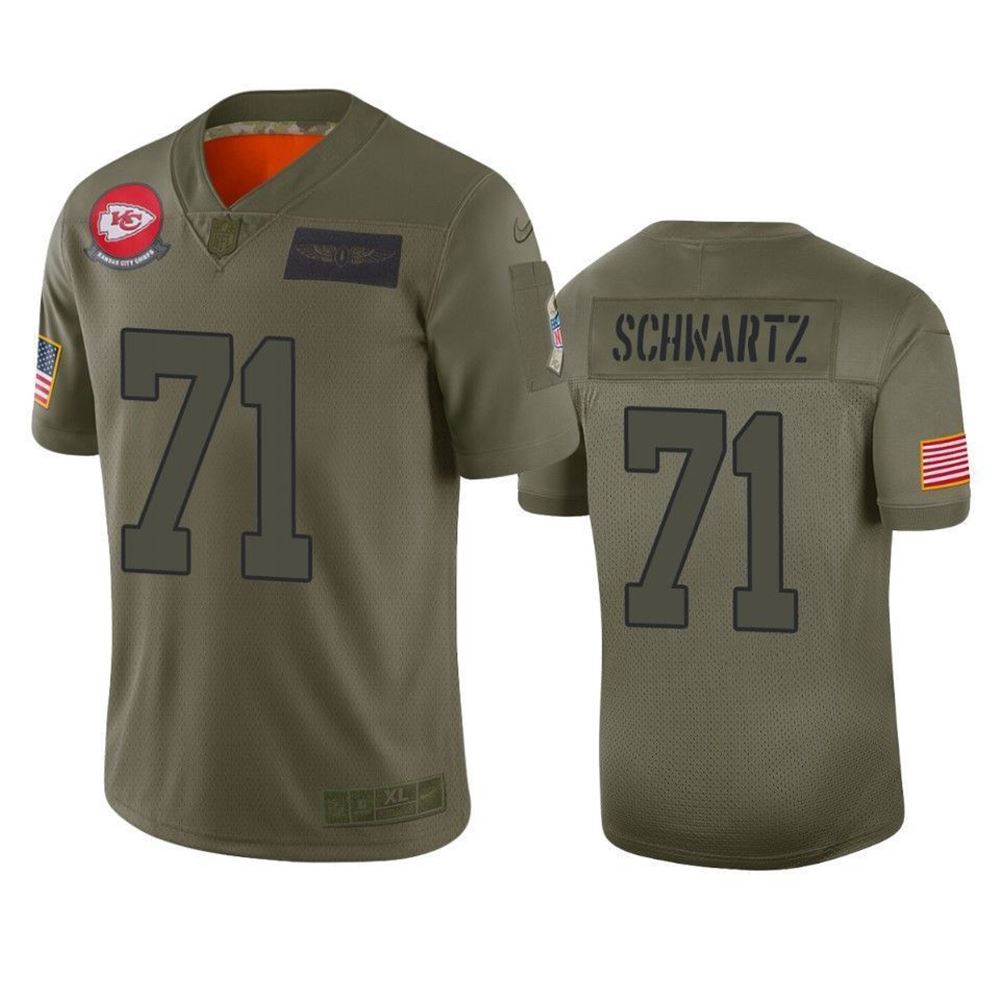Kansas City Chiefs Mitchell Schwartz Camo 2021 Salute To Service Limited 3D Jersey