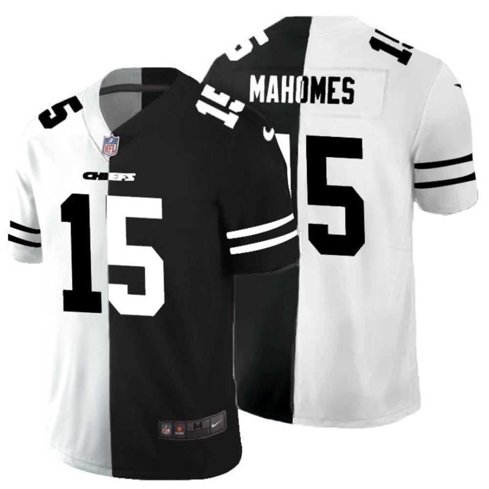 Kansas City Chiefs Patrick Mahomes 15 NFL 2021 Black and White Jersey d1ysU