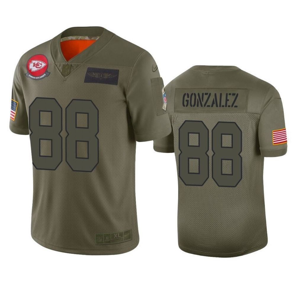 Kansas City Chiefs Tony Gonzalez Camo 2021 Salute To Service Limited 3D Jersey