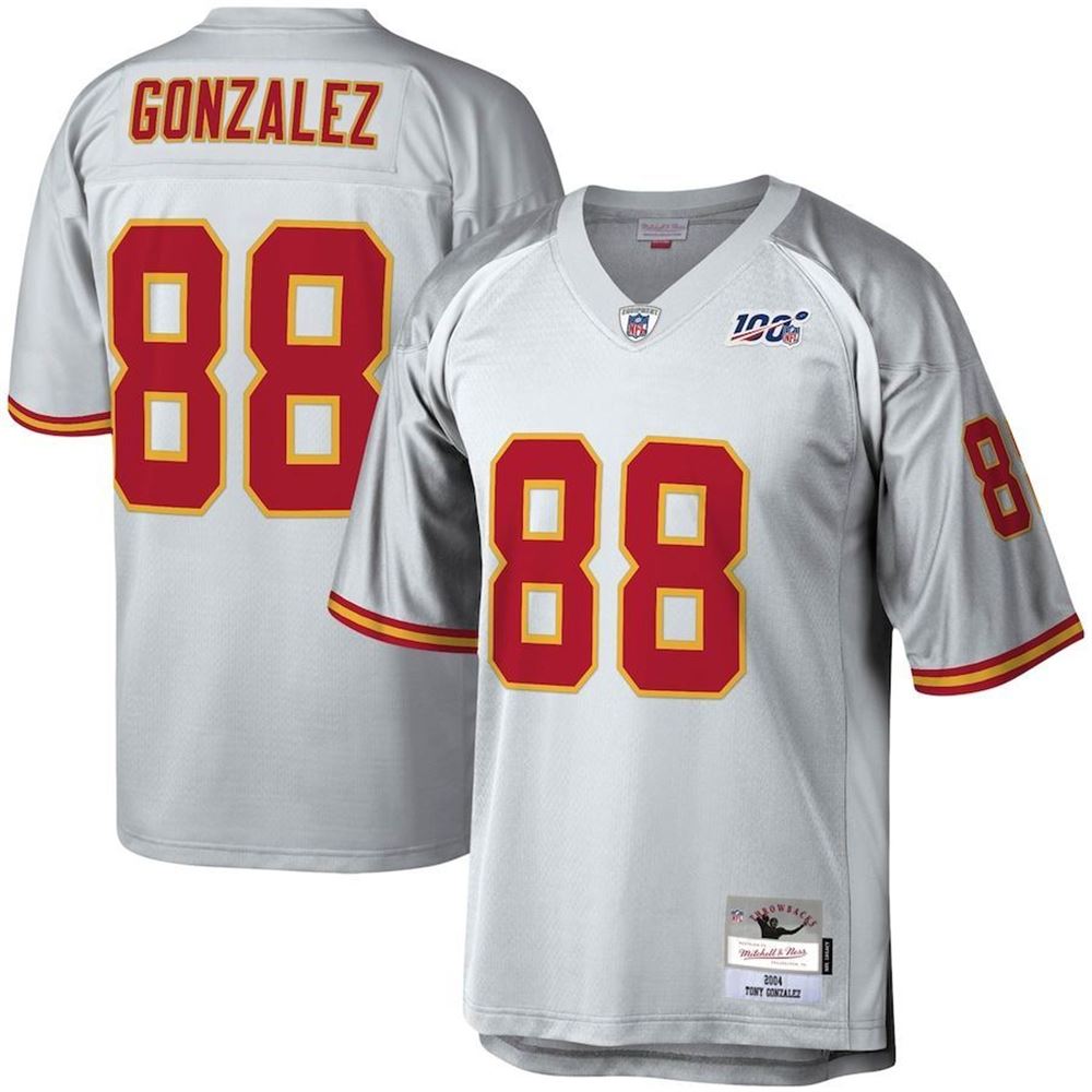 Kansas City Chiefs Tony Gonzalez Mitchell Ness Platinum Nfl 100 Retired Player Legacy Jersey Gifts For Fans 2u7Pf