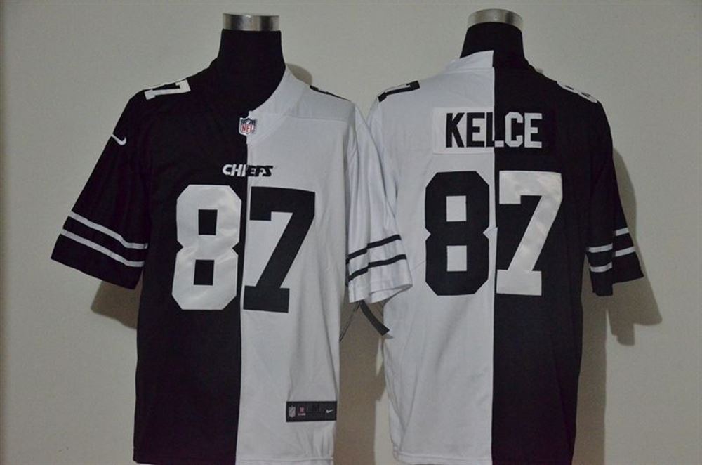 Kansas City Chiefs Travis Kelce 87 Nfl 2021 Black And White Jersey