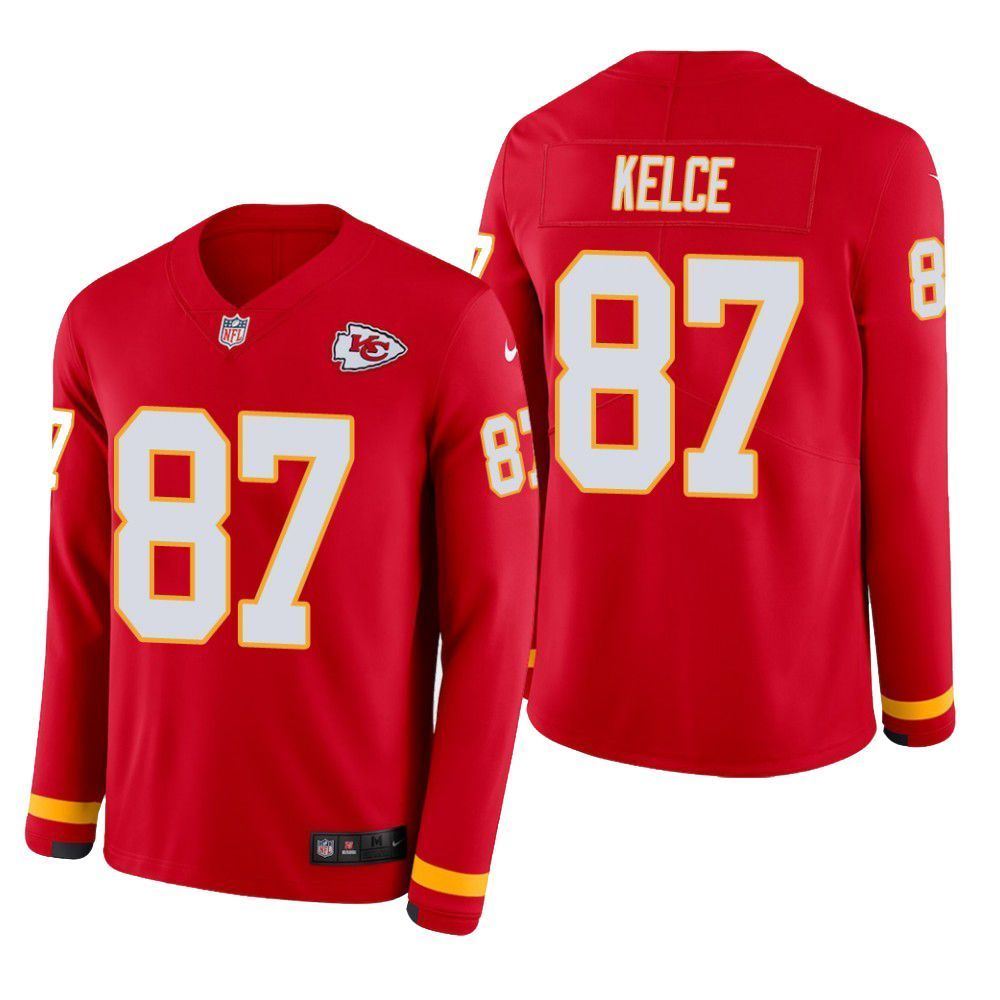 Kansas City Chiefs Travis Kelce Therma Long Sleeve Mens Jersey jersey Red 1GaKC