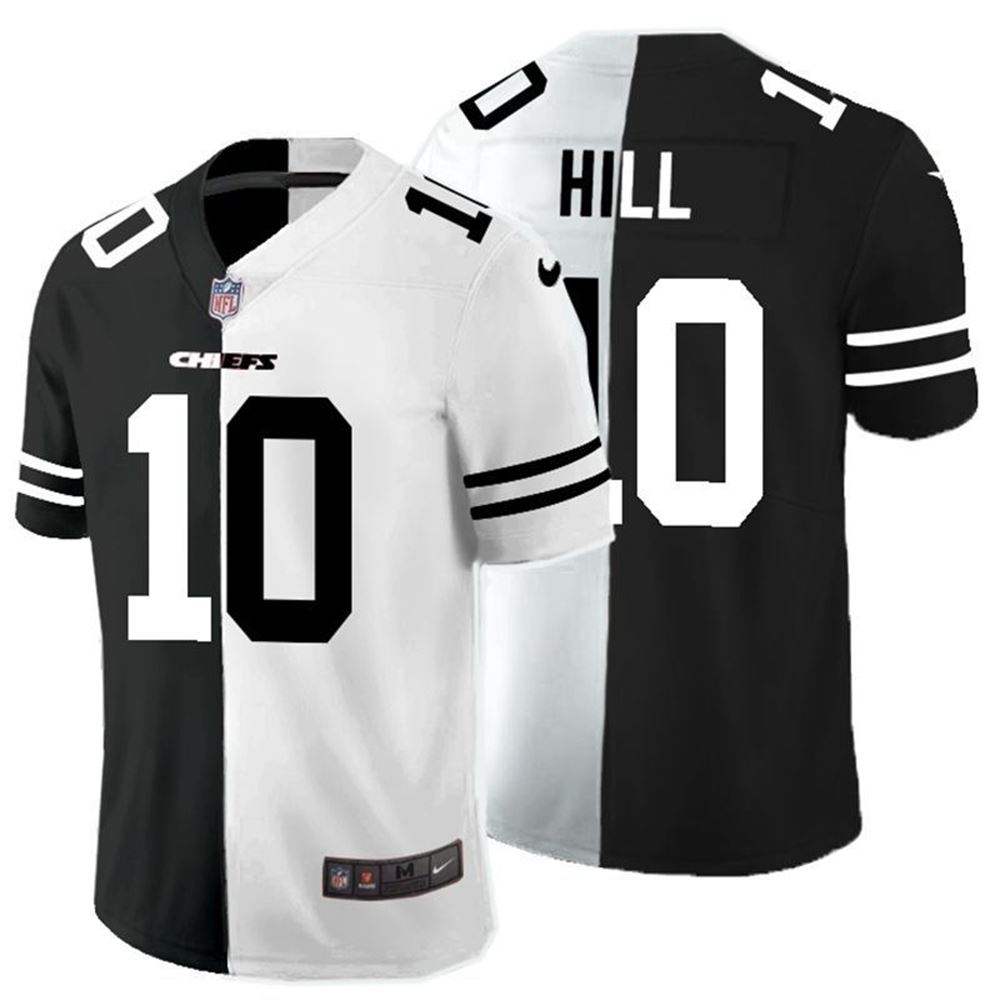 Kansas City Chiefs Tyreek Hill 10 NFL 2021 Black and White Jersey