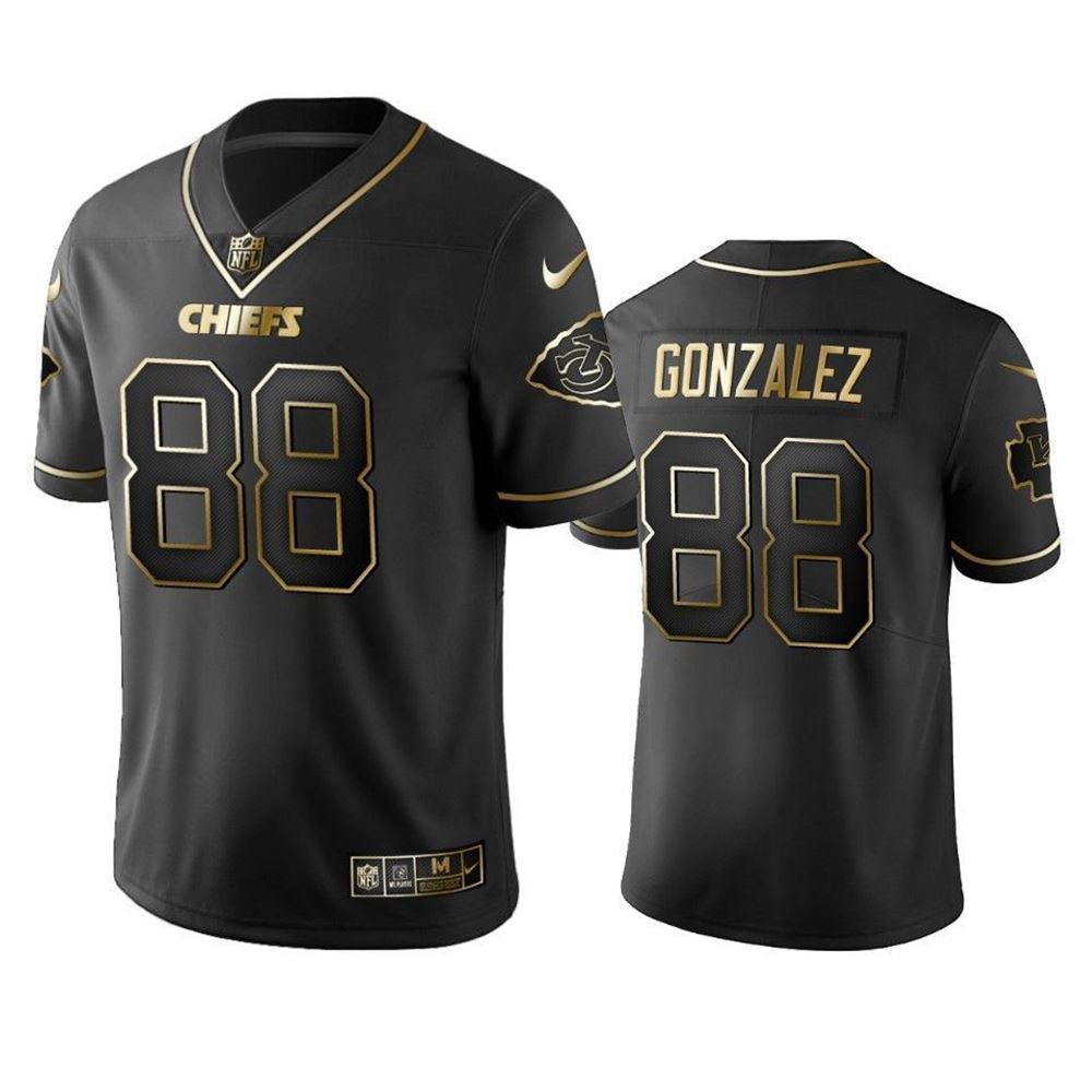 Kansas City Chiefs88 Tony Gonzalez Black Golden Edition Mens Jersey
