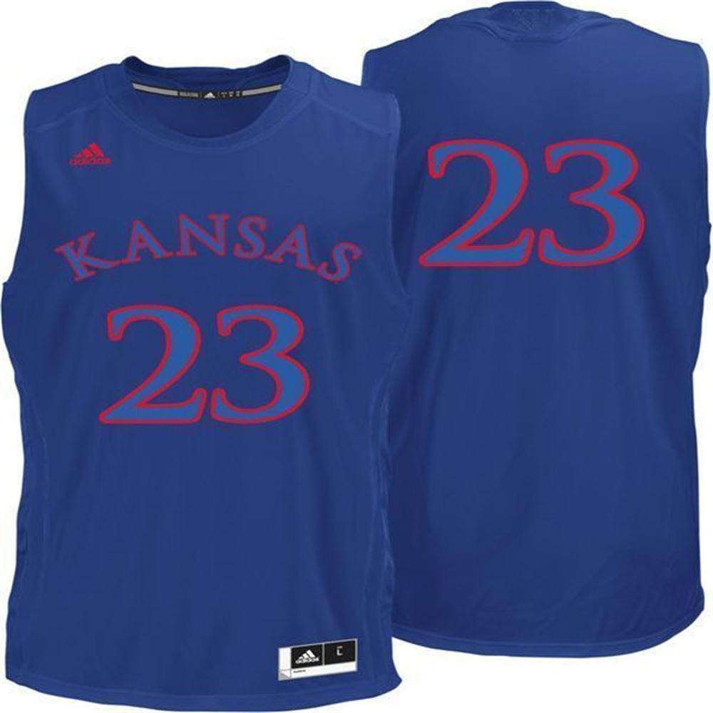 Kansas Jayhawks 23 Royal Blue Basketball 3D Jersey