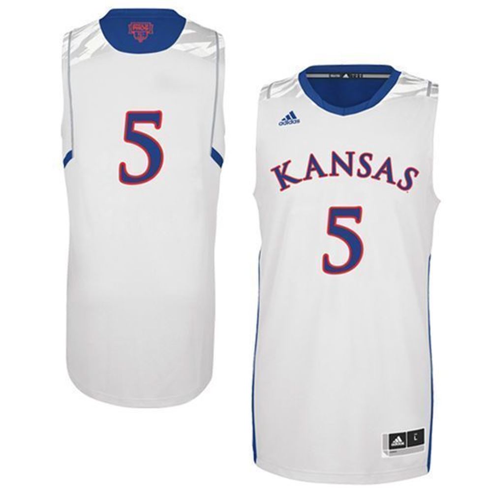 Kansas Jayhawks 5 White Basketball 3D Jersey