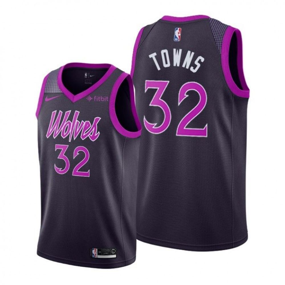 KarlAnthony Towns 32 Timberwolves Purple City Edition Jersey