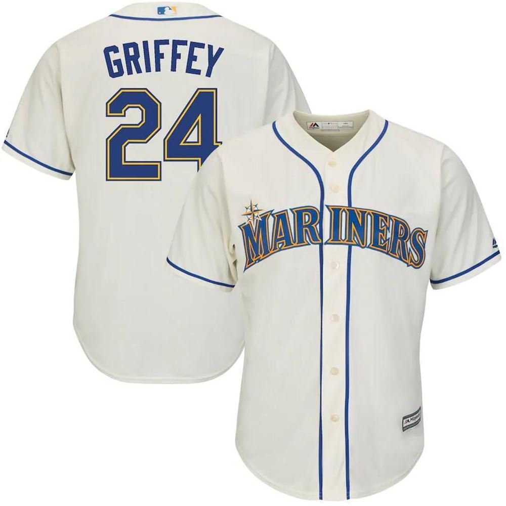 Ken Griffey Jr Seattle Mariners Majestic Alternate Official Cool Base Replica Player Jersey Cream MLB Jersey GwoqO