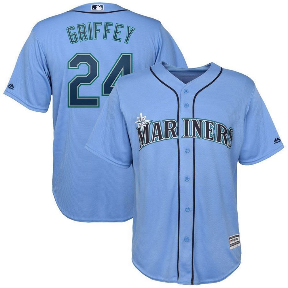 Ken Griffey Jr Seattle Mariners Majestic Official Cool Base Player Jersey jersey Light Blue 2021