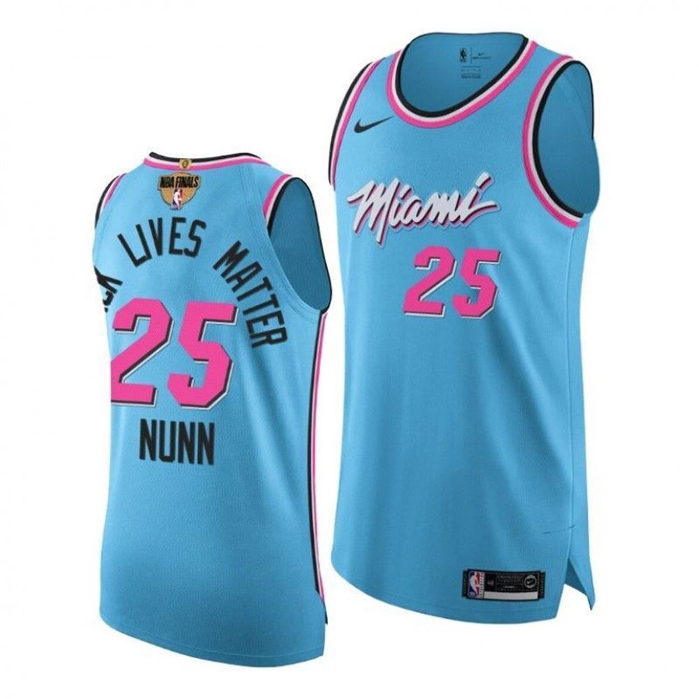 Kendrick Nunn Miami Heat 2021 NBA Finals Blue Jersey Social justice BLM