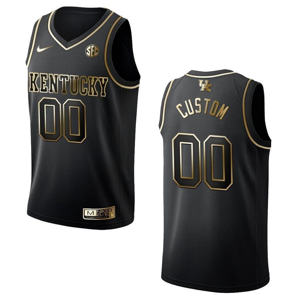 Kentucky Wildcats 00 Custom Ncaa Golden Edition Black 3D Jersey 2yAQb