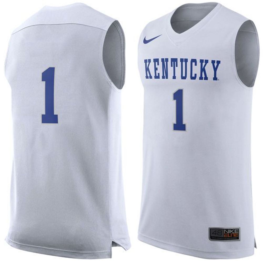 Kentucky Wildcats 1 White Basketball Jersey NCAA Jersey