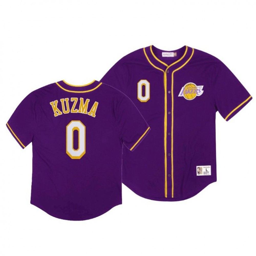 Kyle Kuzma 0 Lakers Baseball Jersey Primary Logo Throwback Cotton DaVIW
