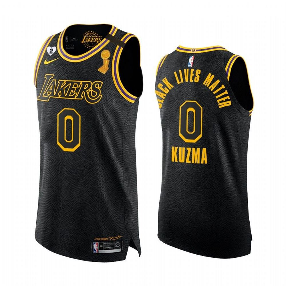 Kyle Kuzma Lakers 2021 NBA Finals Champions Black Mamba Jersey BLM