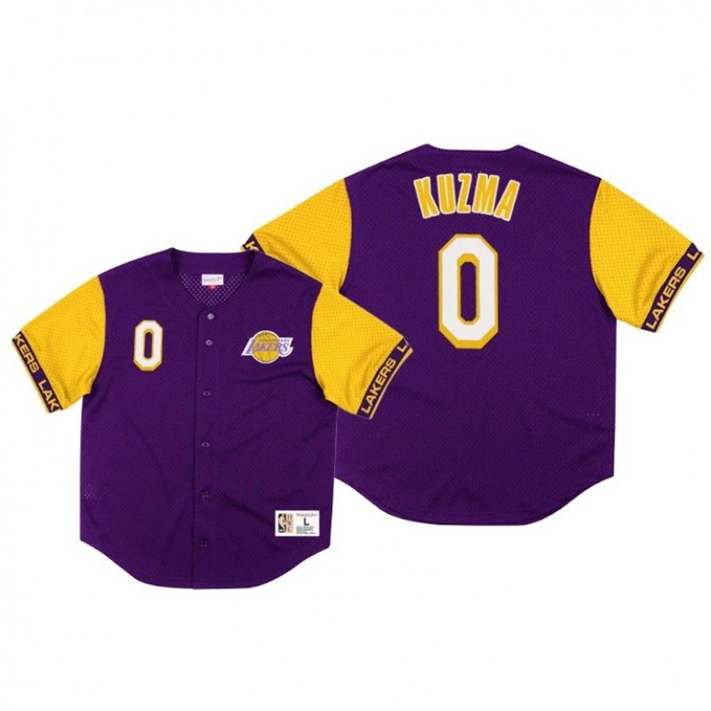 Lakers Kyle Kuzma 0 Pure Shooter Purple Baseball Jersey