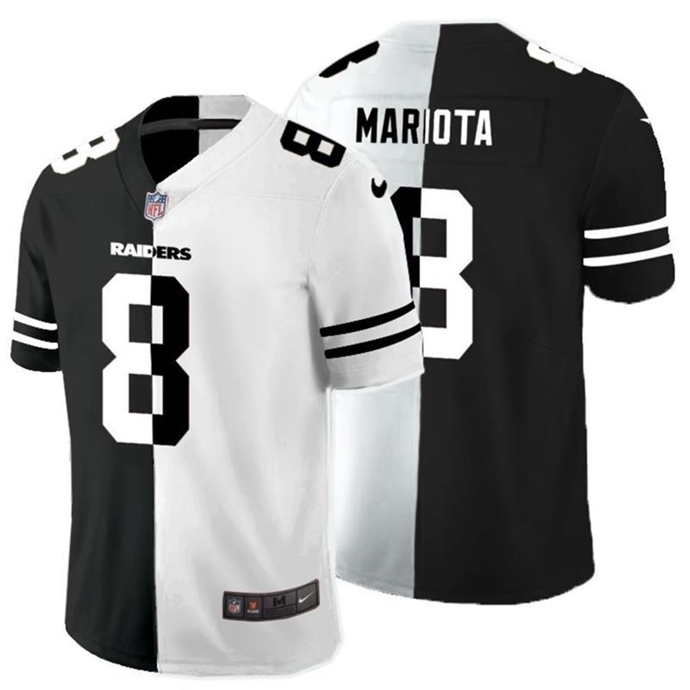 Las Vegas Raiders Marcus Mariota 8 Nfl 2021 Black And White Jersey 3u8Oh