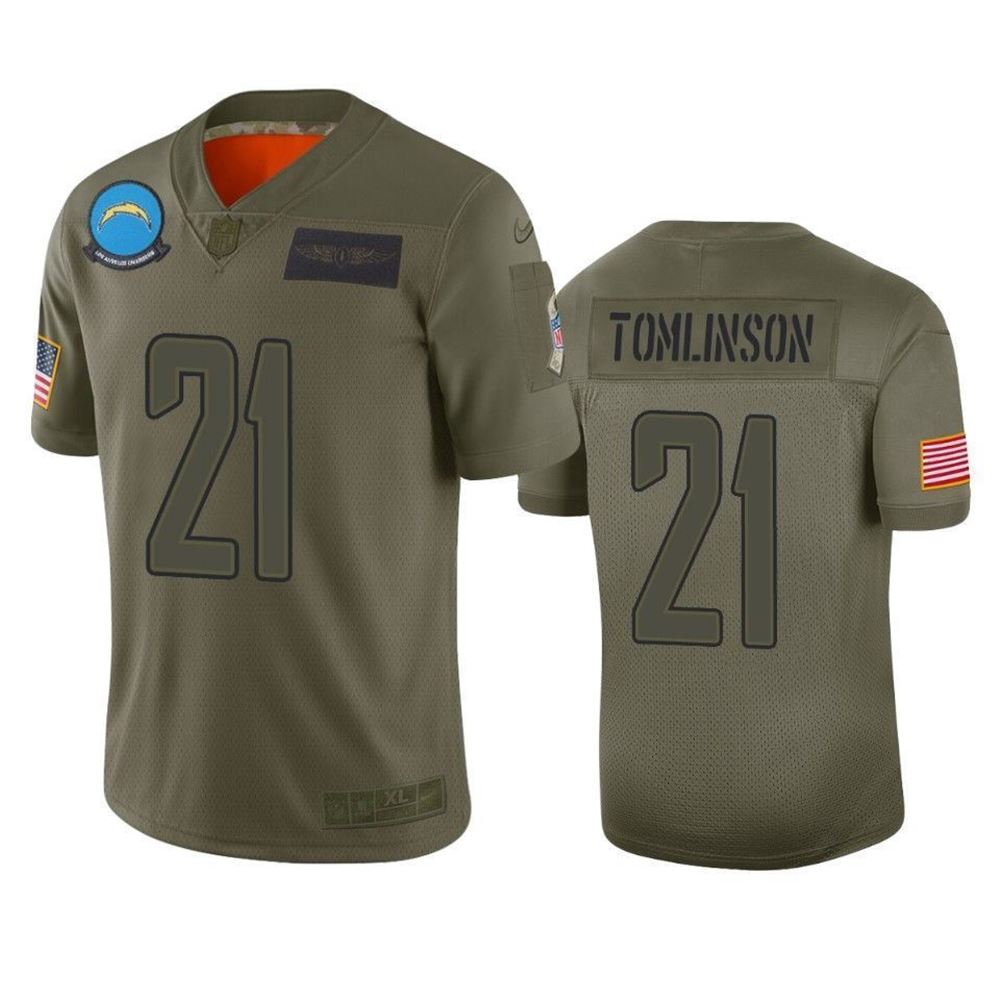 Los Angeles Chargers Ladainian Tomlinson Camo 2021 Salute To Service Limited 3D Jersey