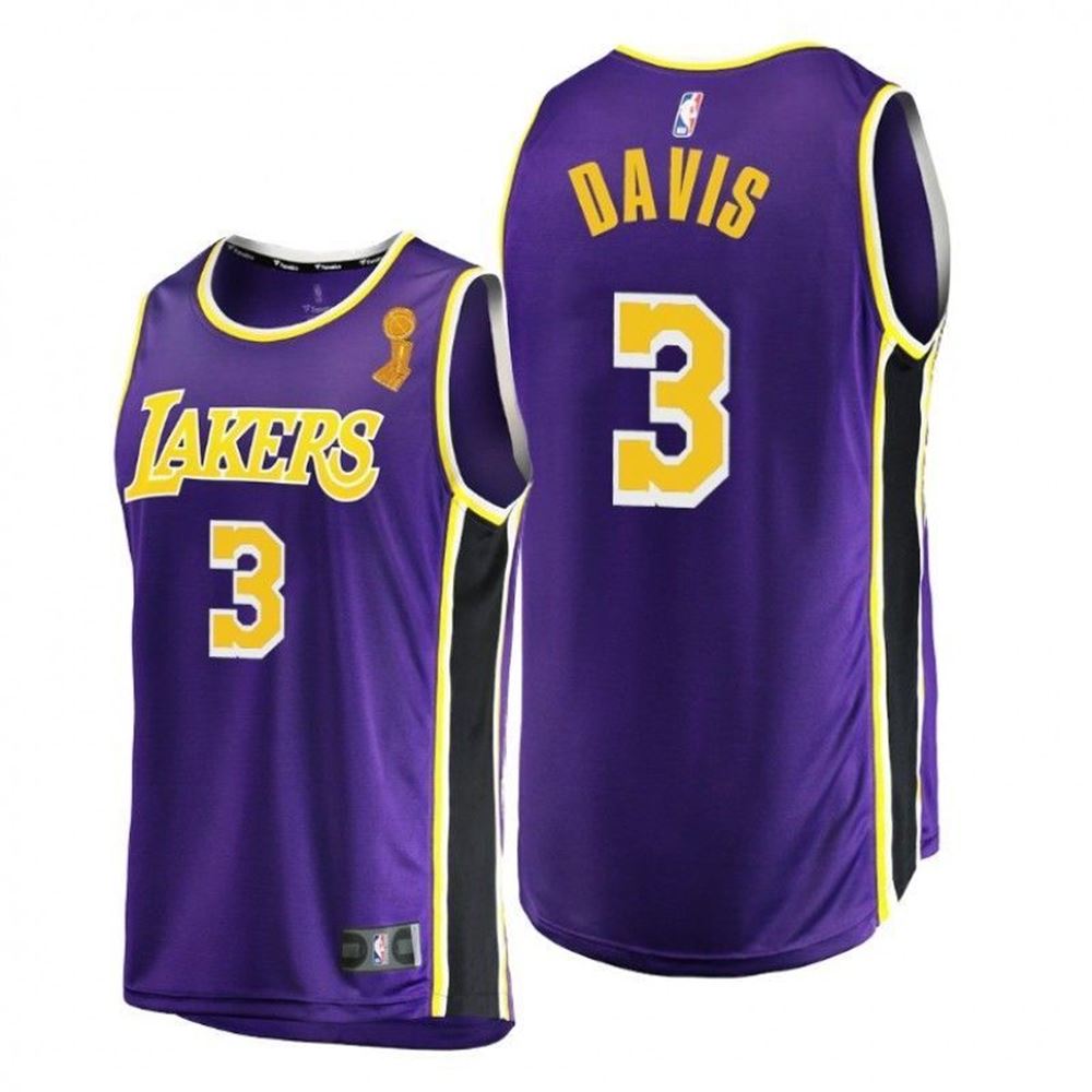 Los Angeles Lakers 2021 NBA Finals Champions Anthony Davis Purple Jersey Replica Statement