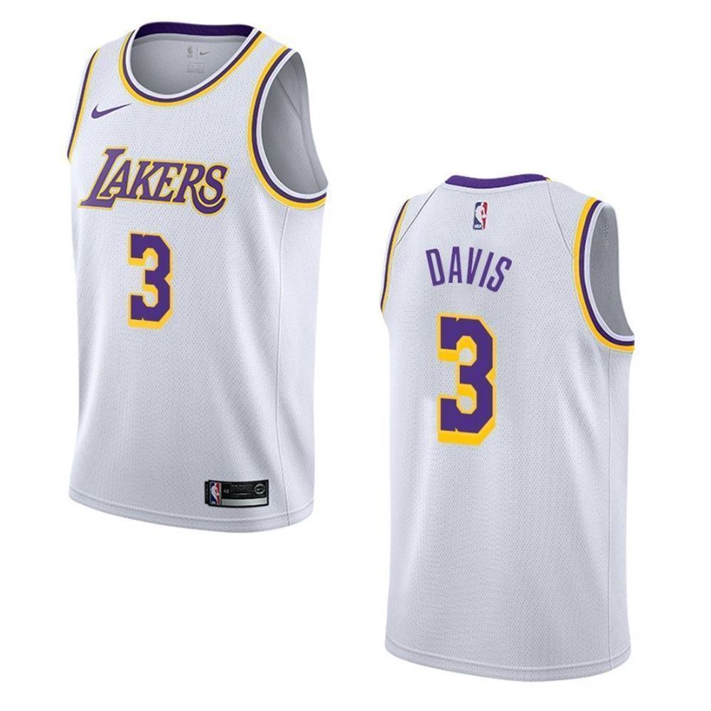 Los Angeles Lakers 3 Anthony Davis Association Swingman White 3D Jersey pMFjJ