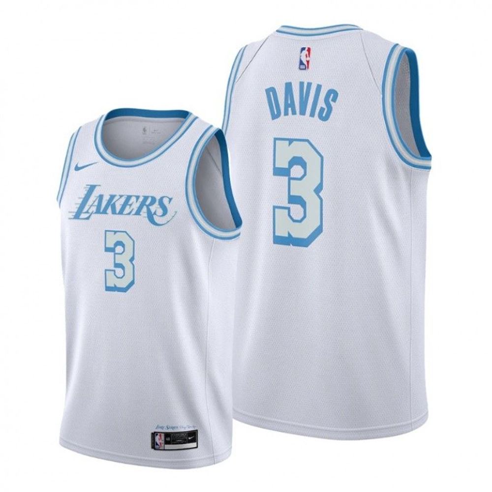 Los Angeles Lakers 3 Anthony Davis White 202121 City Edition Jersey New Blue Silver Logo ykl1u