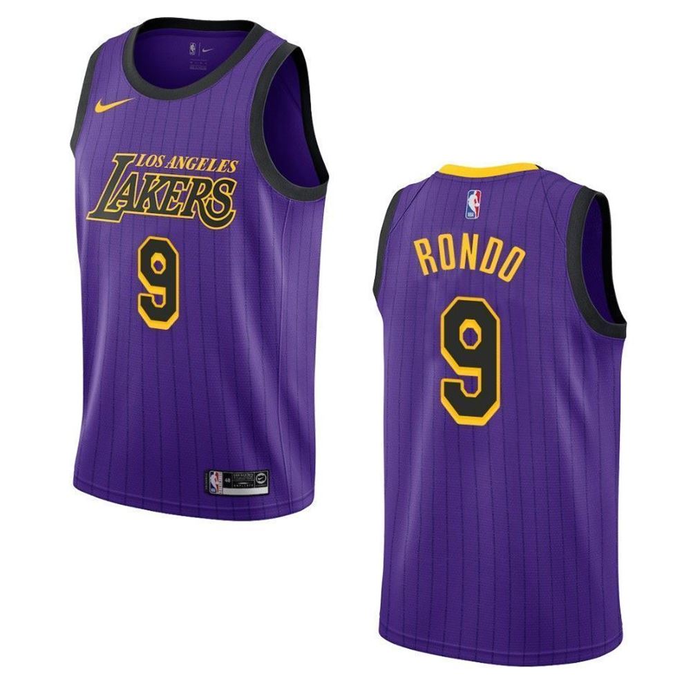 Los Angeles Lakers 9 Rajon Rondo City Edition Swingman Purple 3D Jersey 373cr